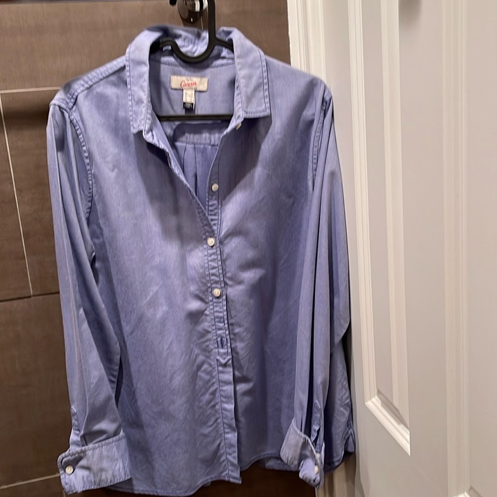 Land’s End Canvas, medium blue oxford blouse.